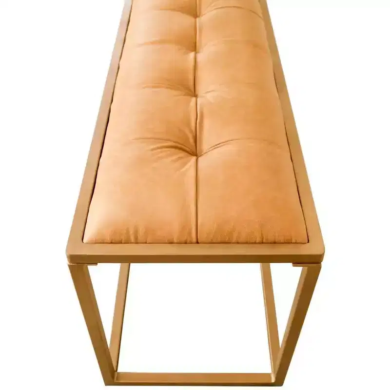 HomeRoots 43 Brown And Gold Upholstered Upholstery Bedroom Bench