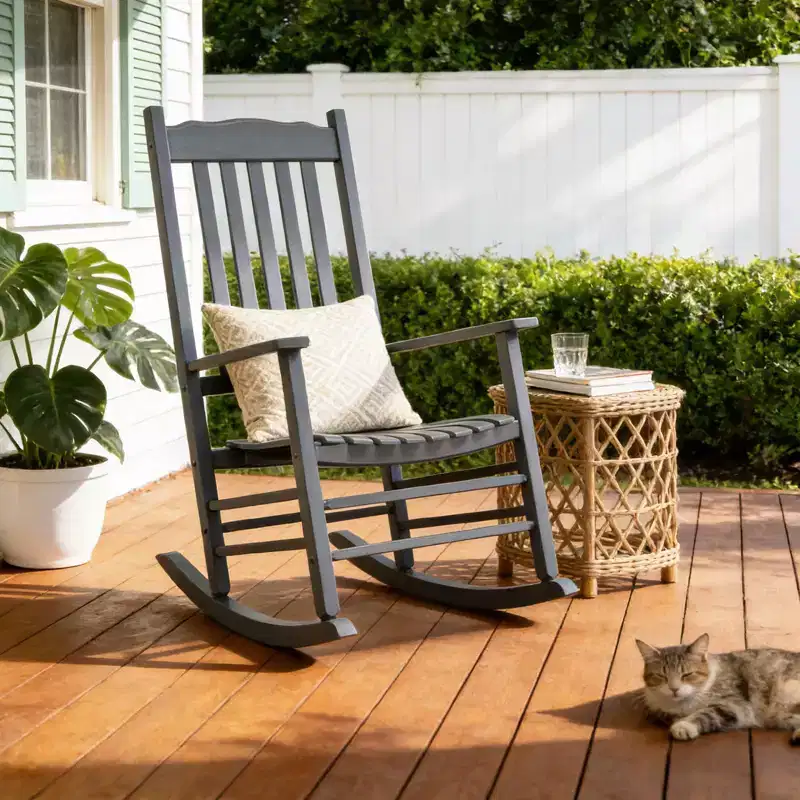 Karl Home | 24-Inch Solid Wood Patio Rocking Chair