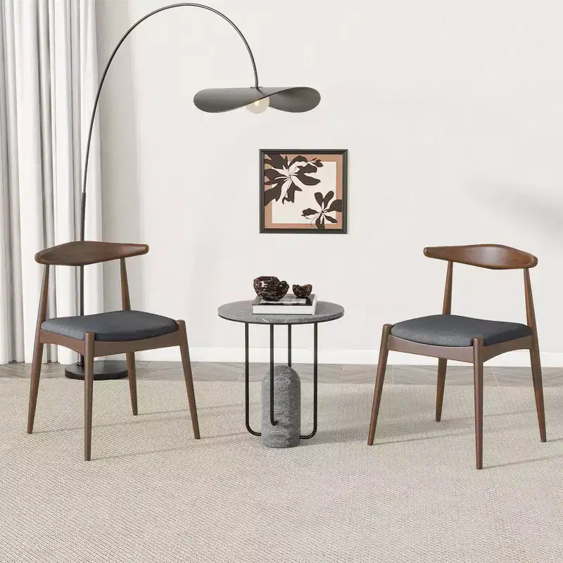 GDFStudio Virgil Mid Century Modern Fabric and Rubberwood Dining Chairs (Set of 2)