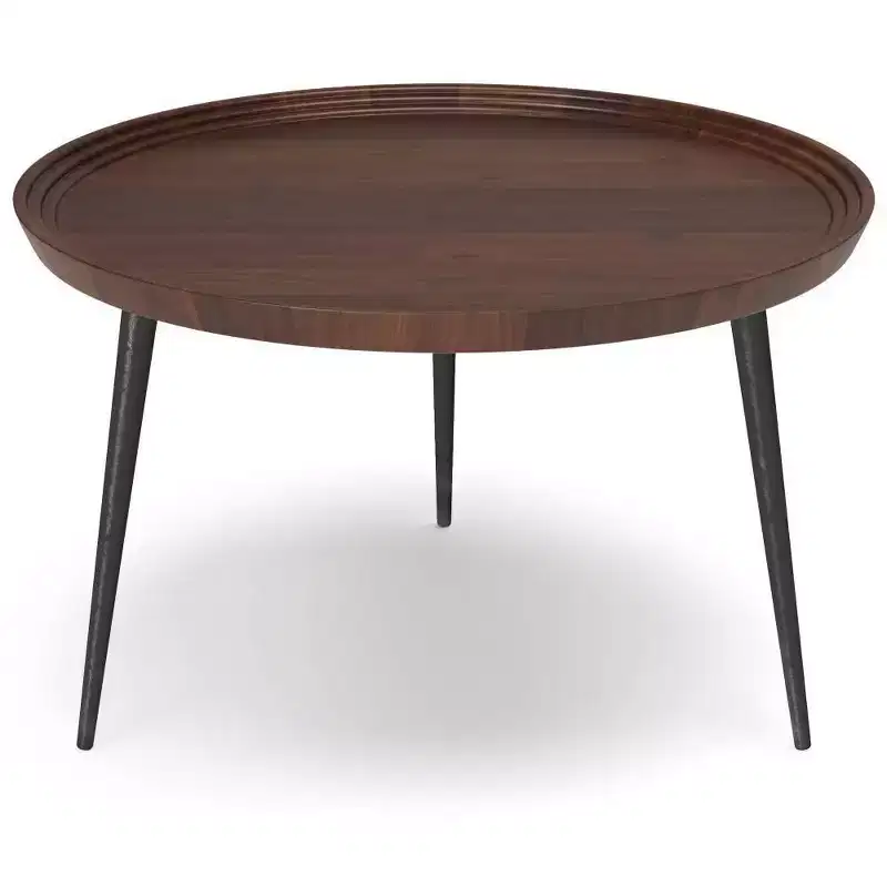 Joellla Coffee Table Cognac - WyndenHall: Solid Wood, Flared Metal Legs, Industrial Design, 16.9H