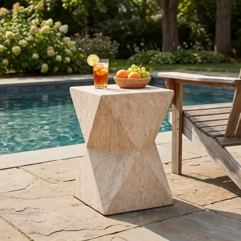 Lightweight Concrete Hand Painted Accent Table
