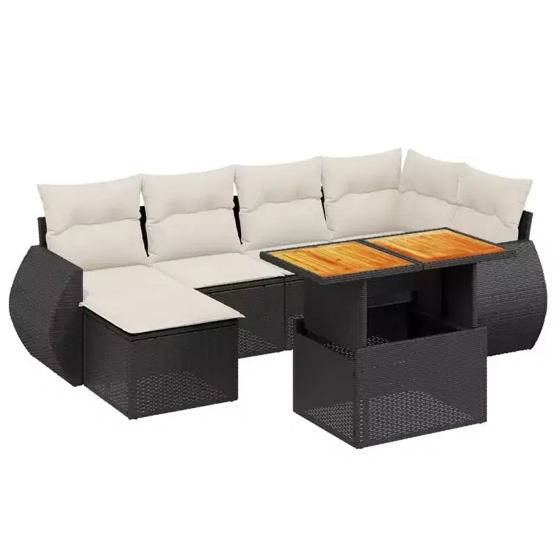 vidaXL Garden Sofa Set PE rattan 7-piece set Adjustable Armrests