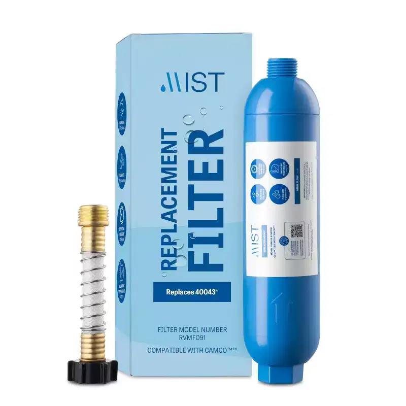 Mist Replacement Camco RV Filter with Flexible Hose Protector - RVMF091