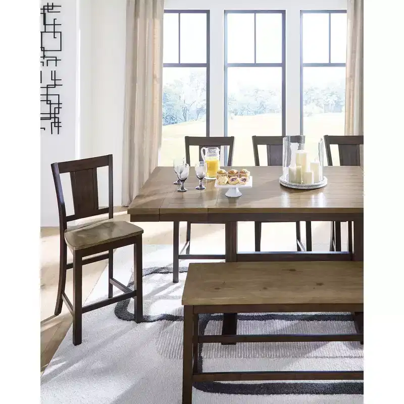 Signature Design by Ashley Sharlander Counter Height Barstools, Set of 2, Light Brown and Dark Brown Finish