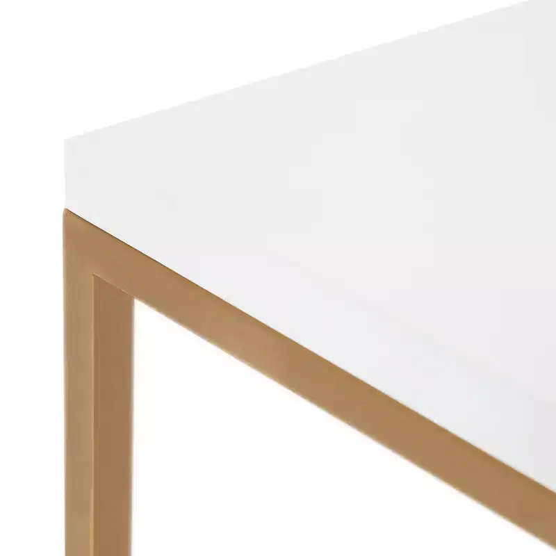Kate and Laurel Truss Square MDF Coffee Table, 28x28x18, White and Gold