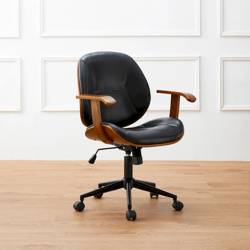 Glitzhome Modern Ergonomic Faux Leather Gaslift Adjustable Swivel Office Task Chair