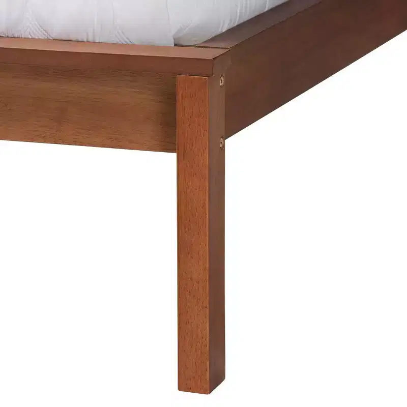 King Size Wood Wingback Platform Bed Walnut Brown