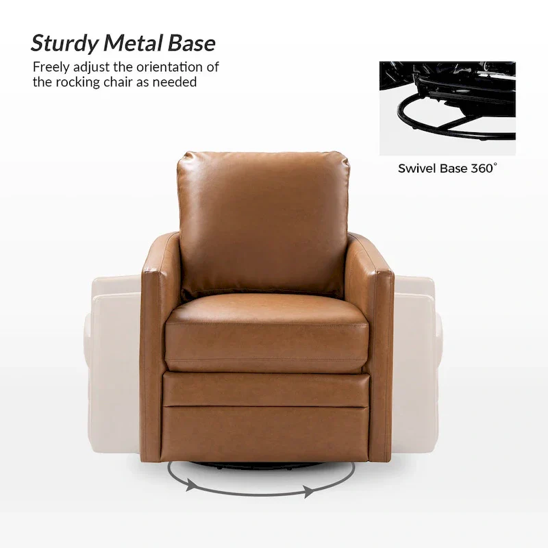 Navy/Turquoise/Green/Camel/Brown/Black/Ivory/Grey Faux Leather Swivel Barrel Accent Chair — 1-Seat
