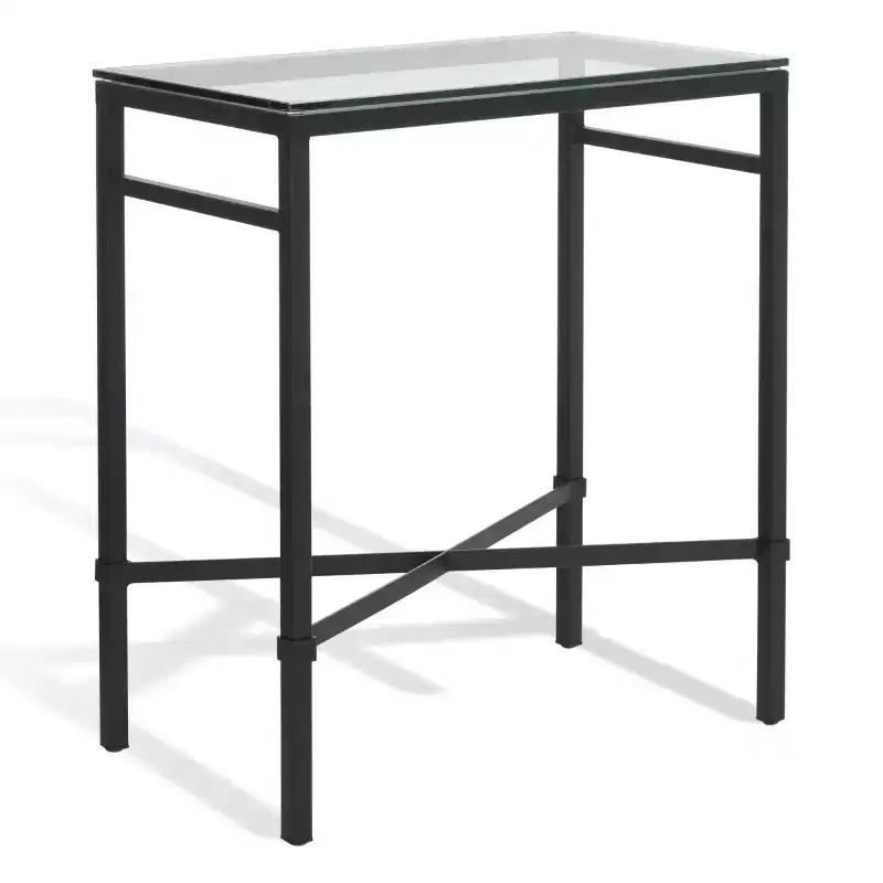 Viggo Glass Side Table - AMH8300 - Black - Safavieh Couture