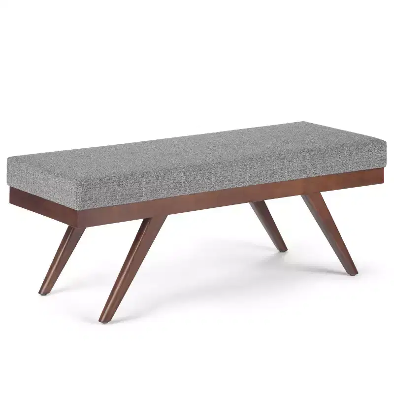 48 Nadine Mid Century Ottoman Bench Faux Air Leather - Wyndenhall