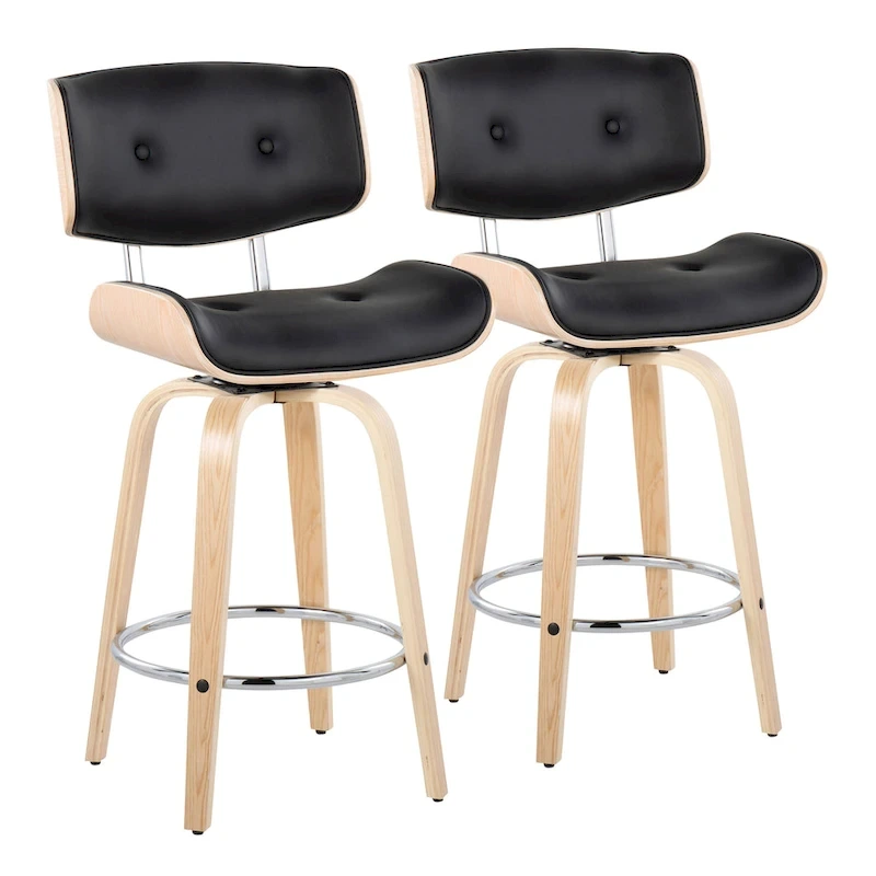 Carson Carrington Leksand 26 Fixed-Height Counter Stool with Bent Wood Legs (Set of 2)