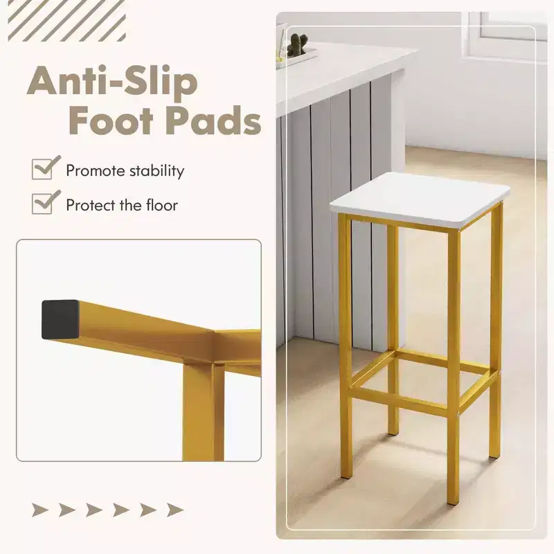 Costway 4 PCS 26Bar Stool Set with Metal Frame Footrest Backless Counter Height Stool Brown