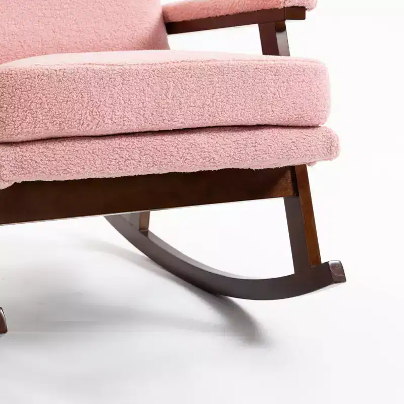 GDFStudio Ellowyn Mid Century Modern Wood Upholstered Accent Rocking Chair
