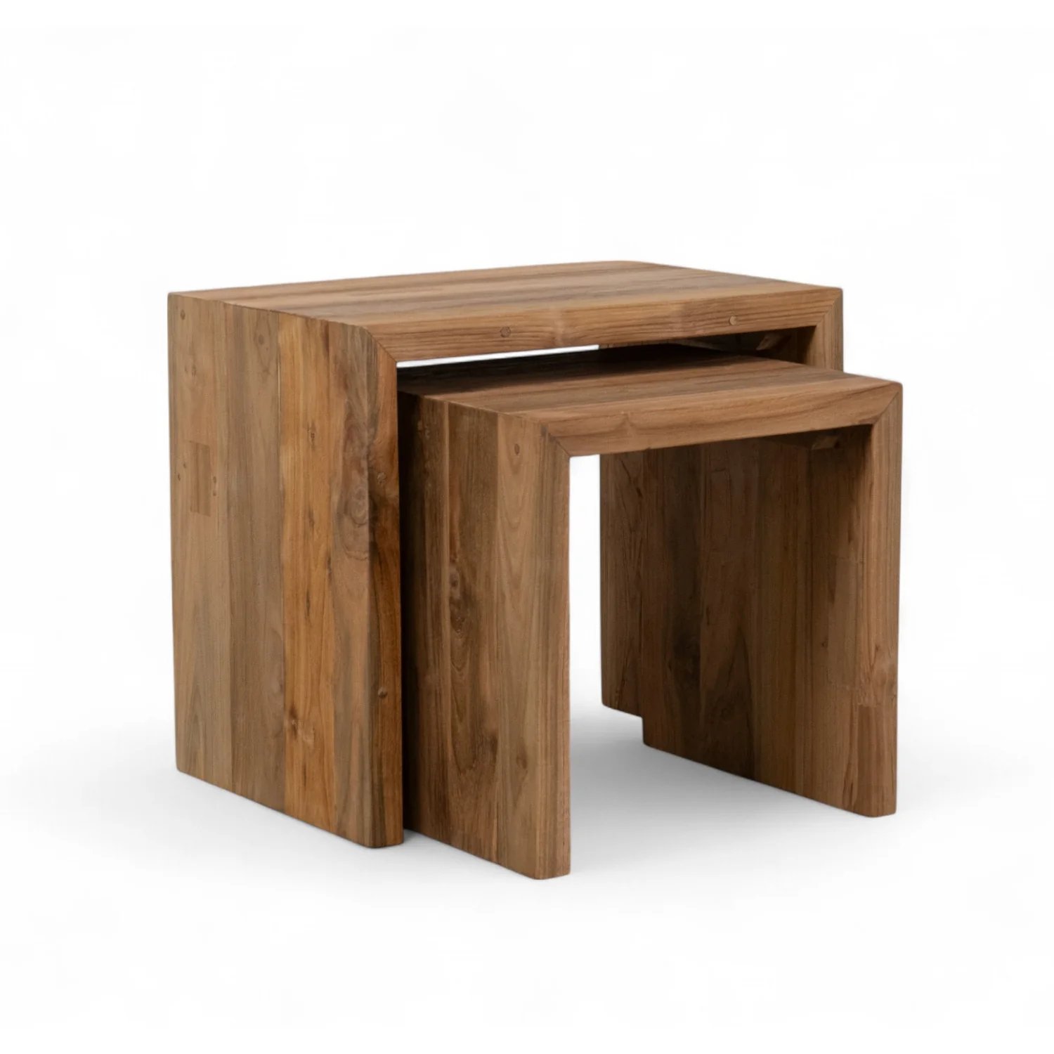Rustic Teak Side Table with Nesting, Reclaimed
