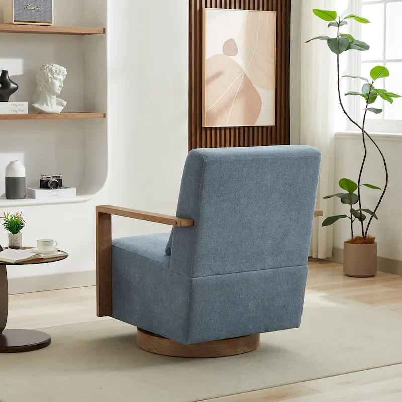 30.31 Linen Blend Upholstered 360 Swivel Accent Chair