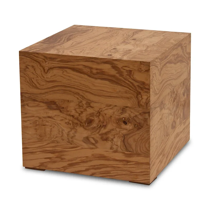 Modern Natural Burl Wood Veneer Side Table, 18