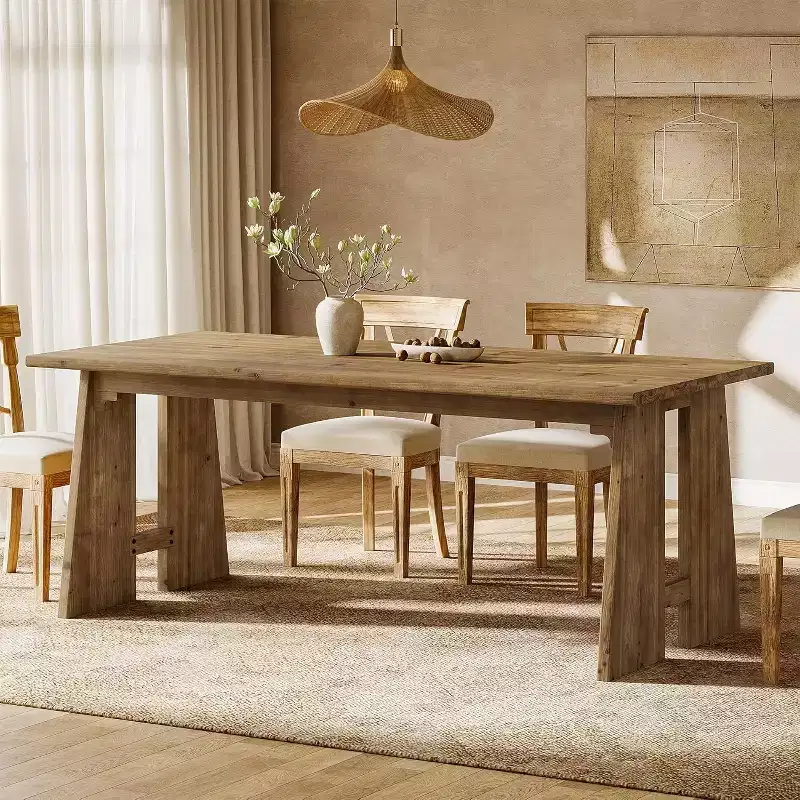 Lantine 70.87 Dining Table, Solid Wood Kitchen Table for 6-8, Modern Rectangle Kitchen and Dining Room Furniture with Heavy Duty Legs, Wood Brown