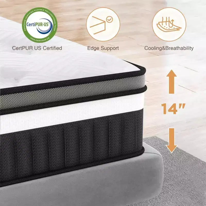 Clearance Mattress Queen Medium 14 in. Bed-in-a-Box White