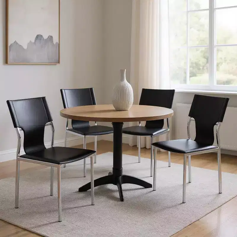 Black and Silver Metal Partially Open Back Dining Side Chair