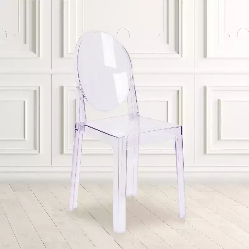Emma and Oliver Ghost Chair with Oval Back in Transparent Crystal