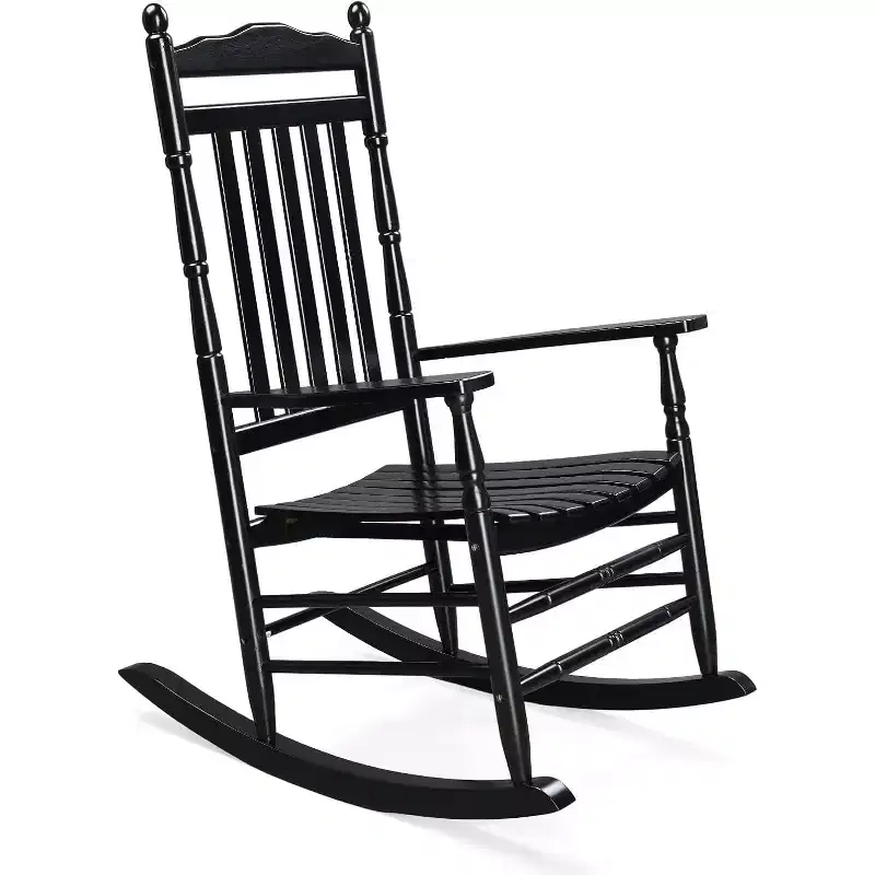VINGLI Wooden Rocking Chair Outdoor, Patio Rockers with High Back