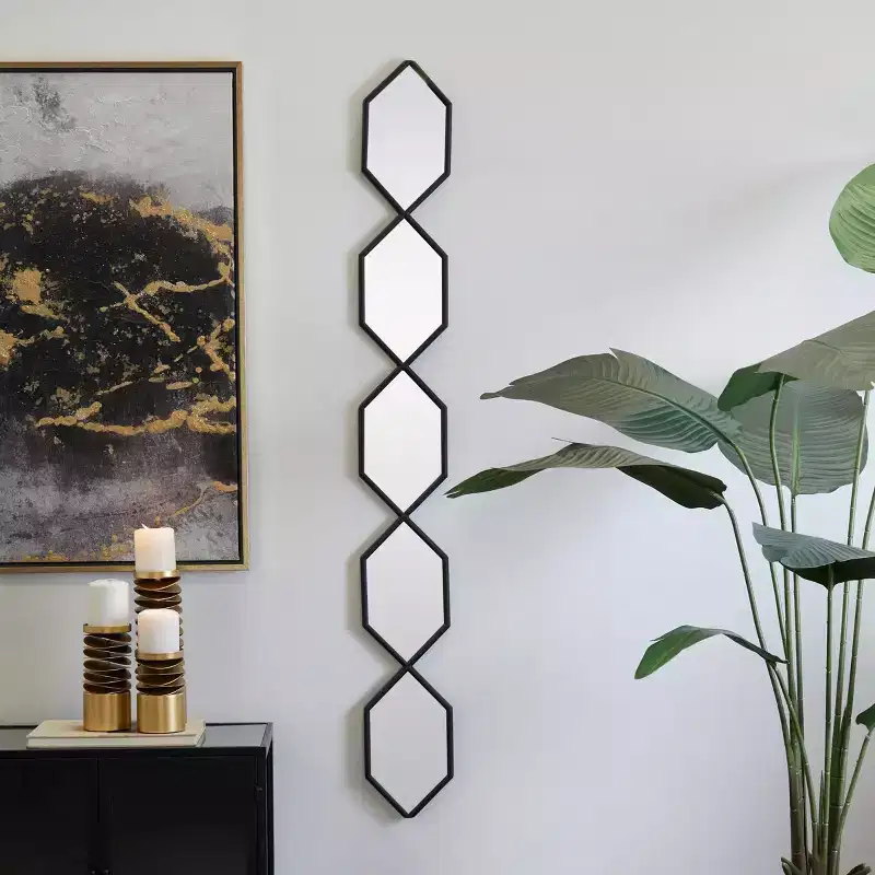 59x7 Metal Slim Stacked Chain 5 Layer Wall Mirror with Trellis Pattern - Olivia & May