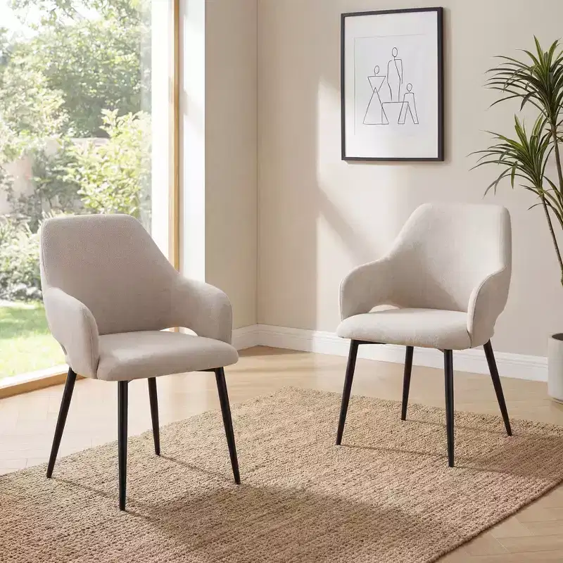 Ora Maison Chenille Upholstered Dining Chairs with Sturdy Metal Legs, Ergonomic High Back for Kitchen Living Room Study Caf