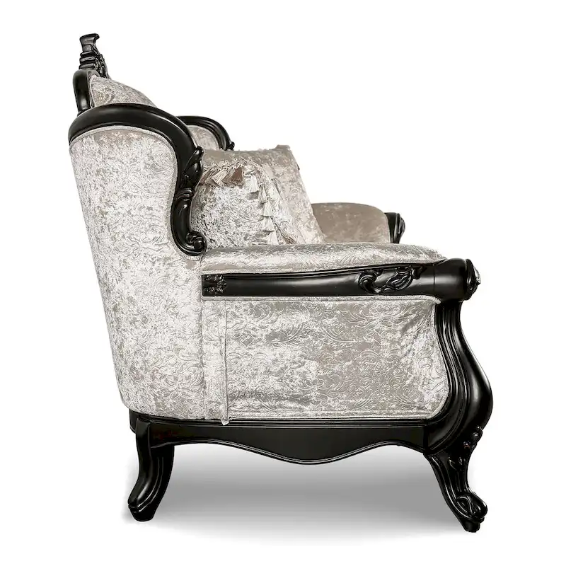 Furniture of America Clarissa Traditional Sofa Set with Button Tufted Back and Accent Pillow
