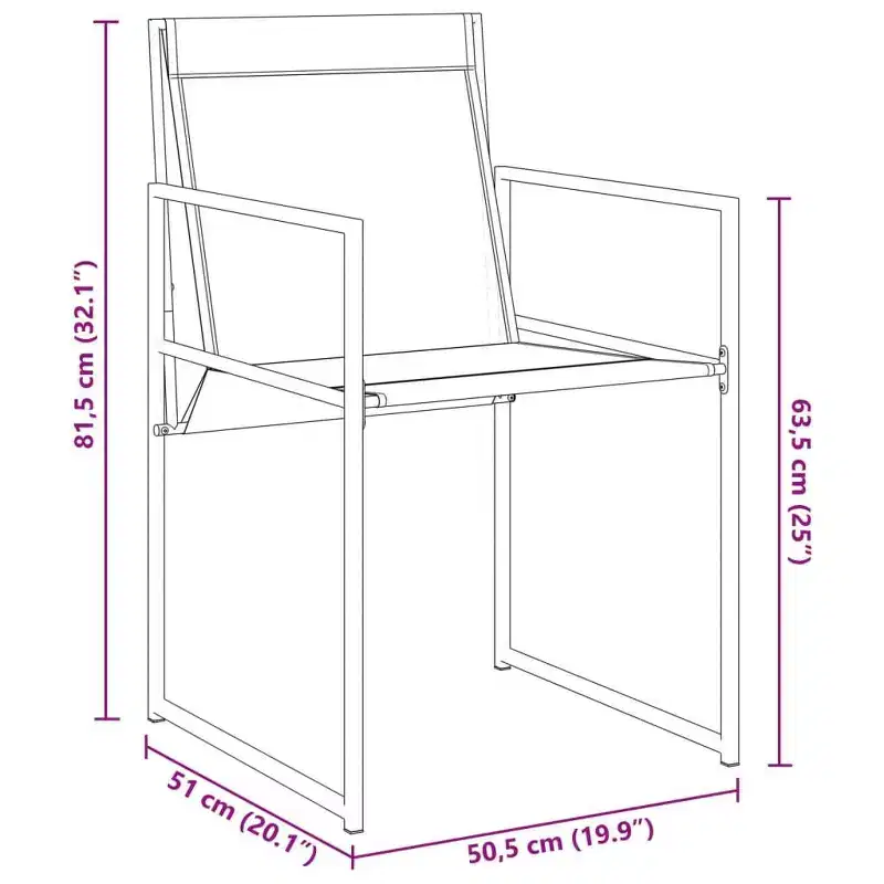 vidaXL Patio Chairs 4 pcs Black Steel and Textilene