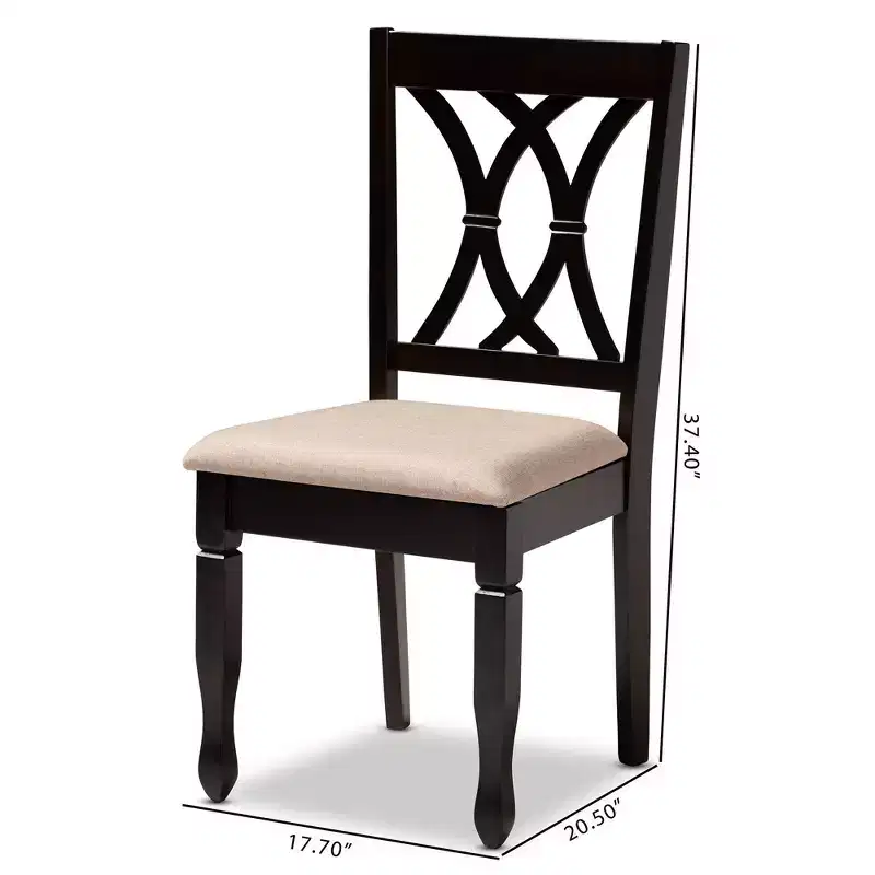 Set of 4 Reneau Finished Wood Dining Chairs Brown - Baxton Studio: Rubberwood Frame, Polyester Seat, Foam Padding