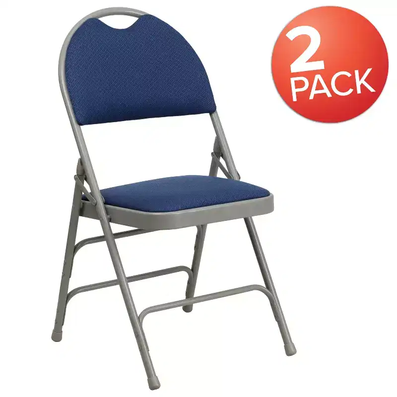 Extra Large Ultra-Premium Triple Braced Metal Folding Chair with Easy-Carry Handle
