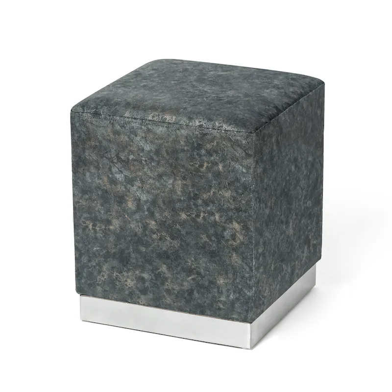 Ottoman Footrest Vanity Stool with Gold Trim
