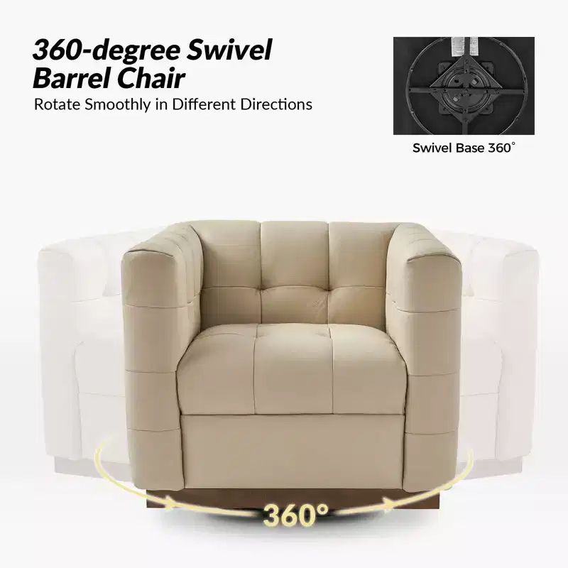 Frankie Modern Genuine Leather Swivel Club Chair| HULALA HOME