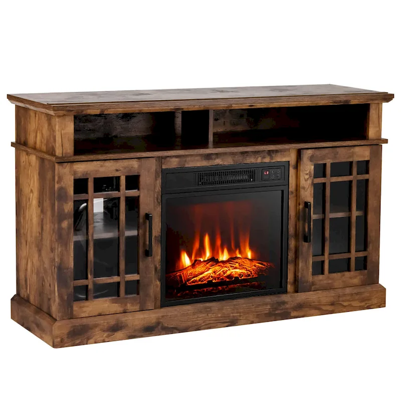 48 TV Stand Console Cabinet w/ Fireplace Entertainment Center