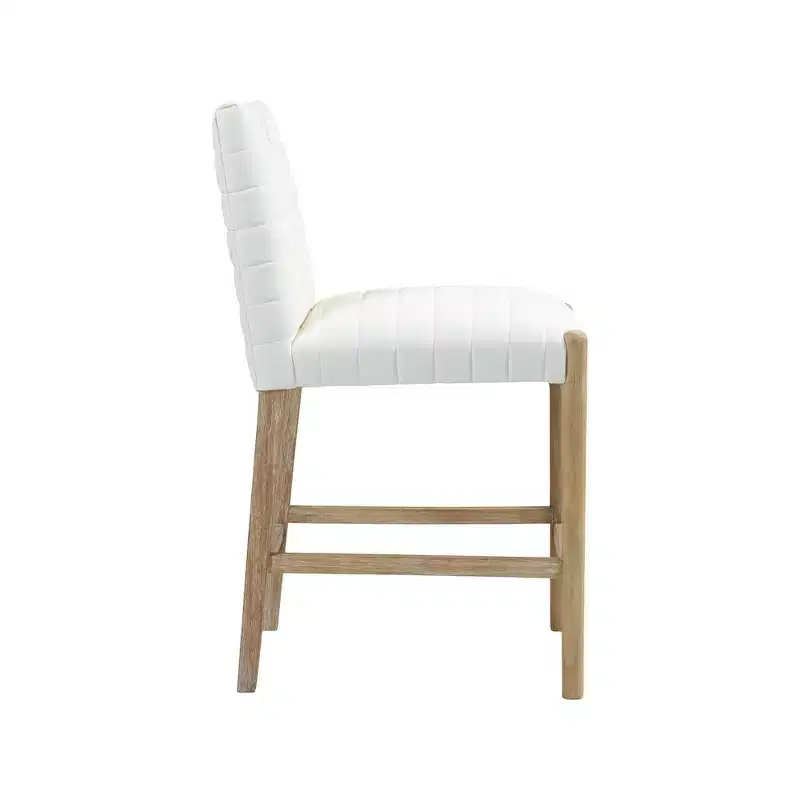 Cream Vegan Leather Counter Stool