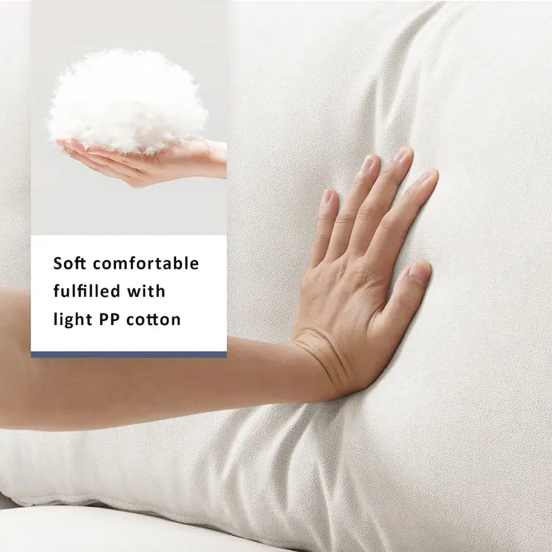 L-shaped Polyester Fabric Couch Set with 2 Free Pillows and Convertible Ottoman