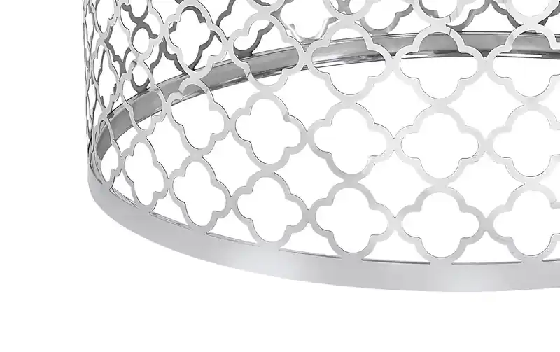 36 Glam Round Sofa Table - White Marble Top with Stainless Steel Base