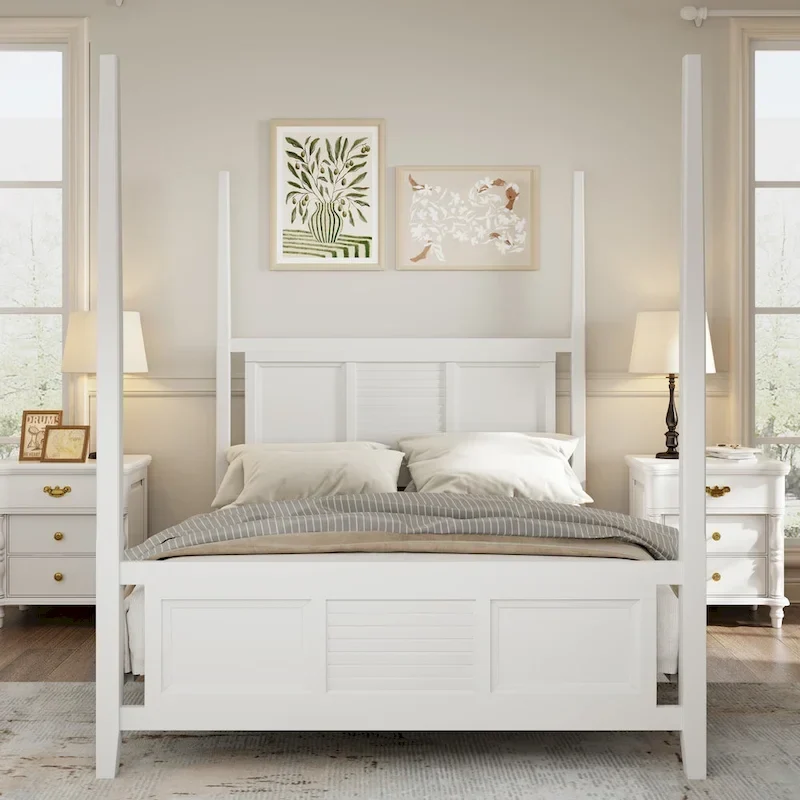 Queen Solid Pine Four Poster Bed with 75 Tall Frame