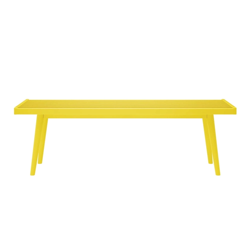 Plank and Beam Mid Century Double Wood Entryway Bench - 56.3 L x 16.5 W x 17.5 H