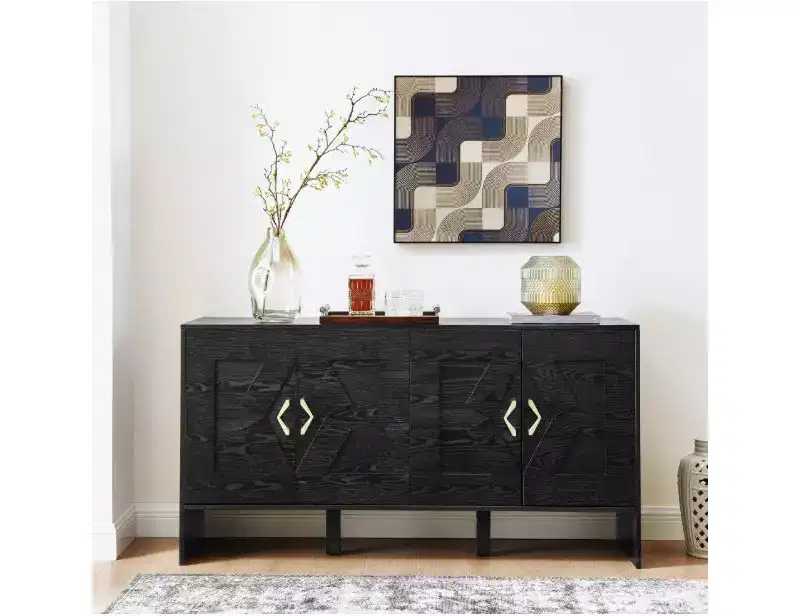 Mid-Century Sideboard with Storage, Geometric Cabinets, Adjustable ShelvesIdeal for Kitchens, Dining, Living Rooms, and Entryways