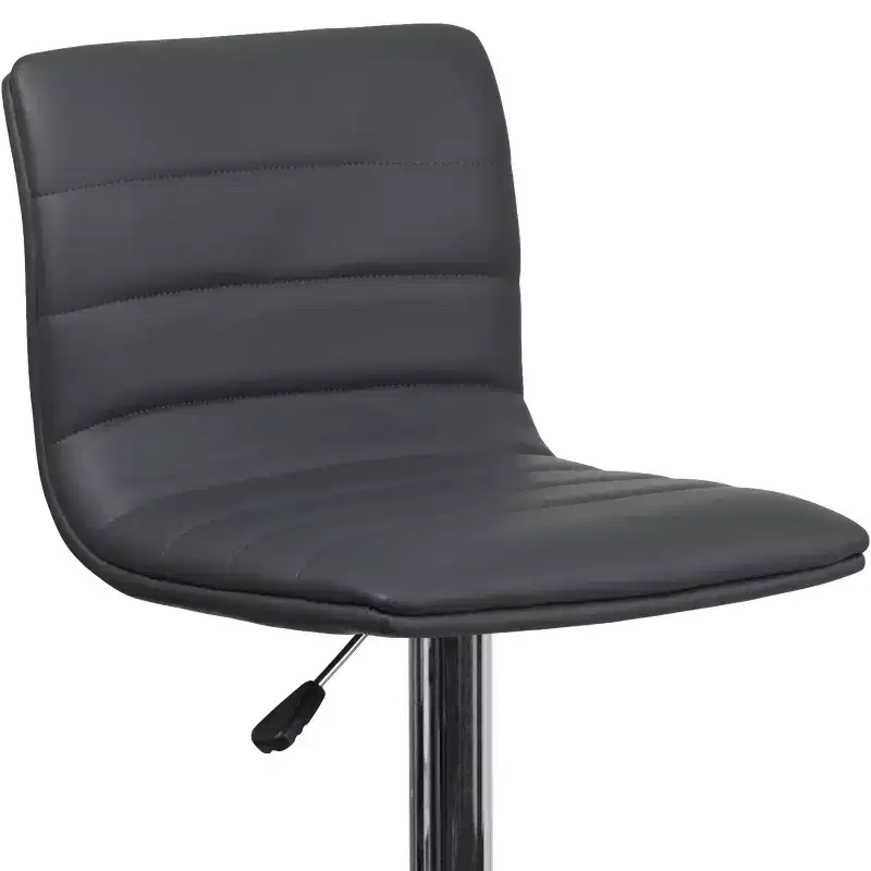 Emma and Oliver Coti Modern Channel Tufted Upholstered Height Adjustable Mid-Back Stool and Pedestal Base with Footrest