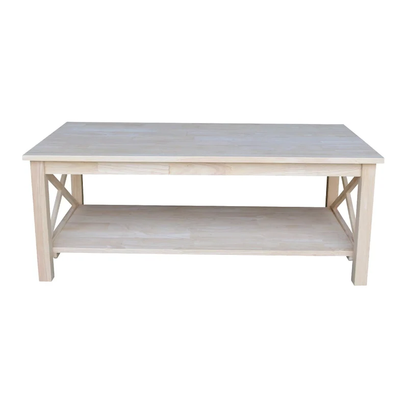 Solid Hardwood Coffee Table with Lower Shelf