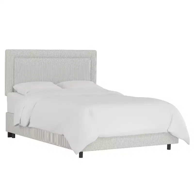Empire Upholstered Bed – Oxford Striped Taupe