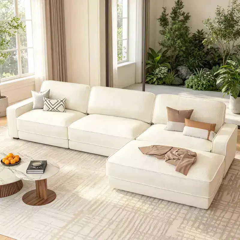 Dyonery 119 L Shaped Couch Modular Sectional Sleeper Sofa, CHENILLE Fabric, Modern Oversized Sectional Couch with Deep Seat, Tool-Free Assembly,Green