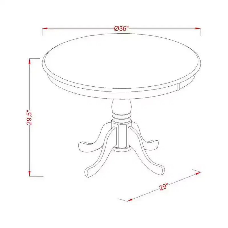 Dining Table Made of Rubber Wood, 36 Inch Round