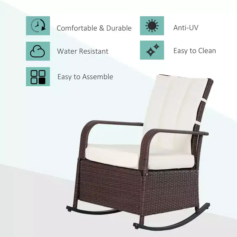 PE Rattan Rocking Recliner with Footrest