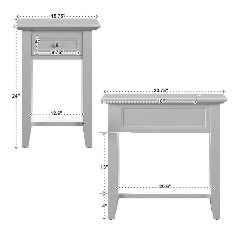 Zayden 1-drawer Side Table with Charging Station by iNSPIRE Q Bold