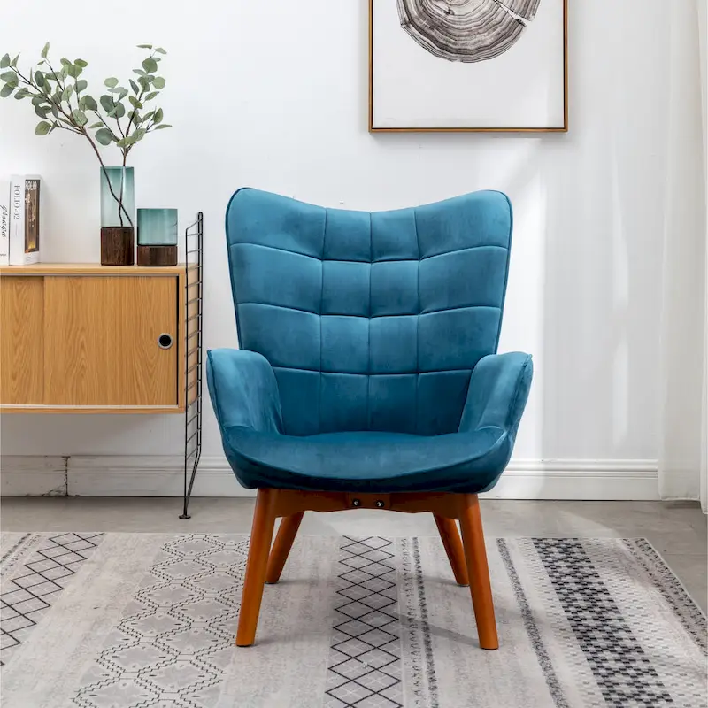 Carson Carrington Aasen Silky Velvet Tufted Accent Chair with Ottoman