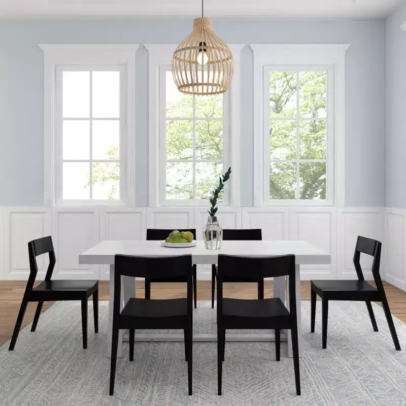 Plank+Beam 72 Classic Solid Wood Dining Table Set, Walnut Wirebrush, + 6 Chairs