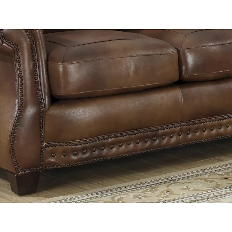 Cognac Brown Italian Leather Sofa, Loveseat and Chair Set